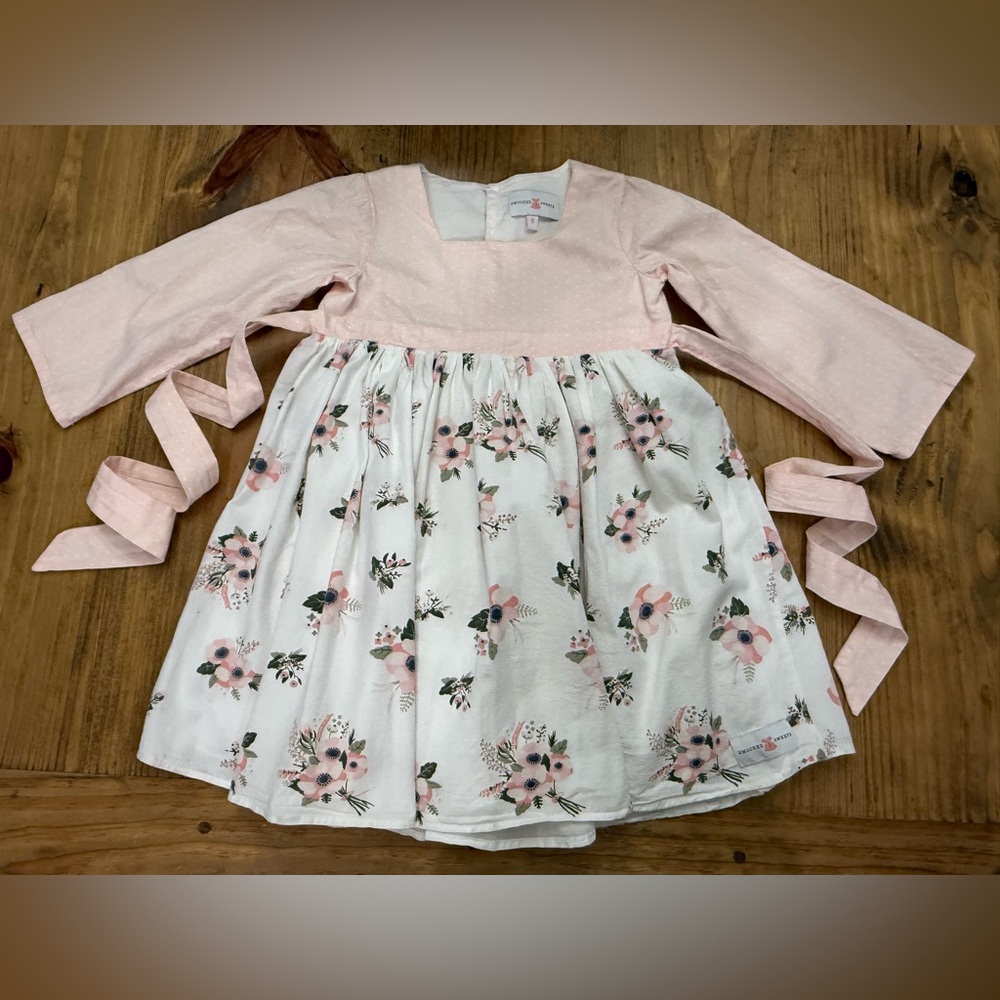 Smocked Sweets Little Girls Pink Floral Dress